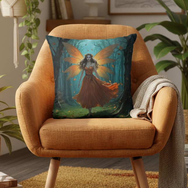 Betoverde Herfst Elf Dankzeging Fantasie Kunst Kussen (Creator heeft geüpload)