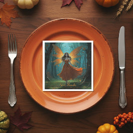 Betoverde Herfst Elf Dankzeging Fantasie Kunst Servet
