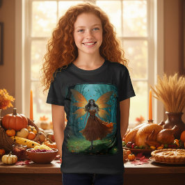 Betoverde Herfst Elf Dankzeging Fantasie Kunst T-shirt