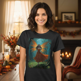 Betoverde Herfst Elf Thanksgiving Fantasie Kunst T-shirt