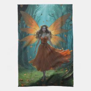 Betoverde Herfst Elf Thanksgiving Fantasie Kunst Theedoek