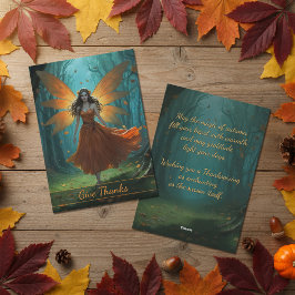 Betoverde Herfst Elf Thanksgiving Groet Feestdagenkaart
