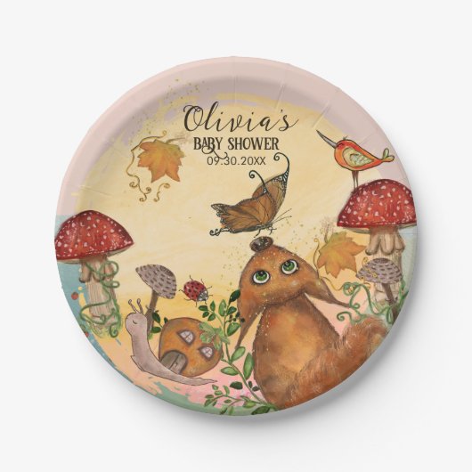 Betoverde Herfst Fairy Baby shower Bord (Voorkant)