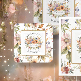 Betoverde Herfst Fairy Floral Baby Girl Shower Kartonnen Onderzetters
