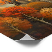 Betoverde Herfst Kasteel bij Nacht AI Art Poster (Hoek)