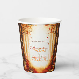 Betoverde herfst oogst silhouet bruiloft papieren bekers