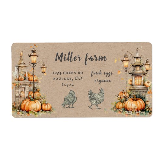 betoverde herfst rustiek script ei karton label (Voorkant)