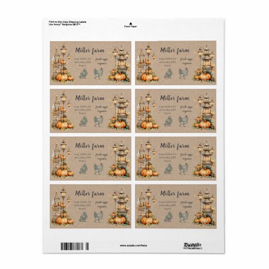 betoverde herfst rustiek script ei karton label (Full Sheet)