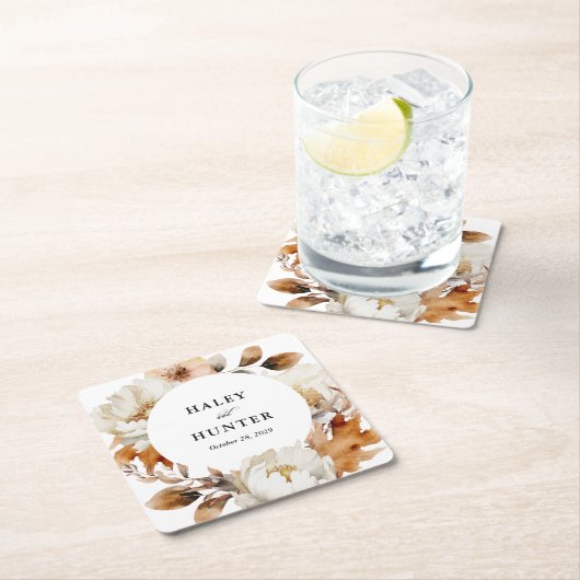 Betoverde herfst rustieke bloemen botanische bruil kartonnen onderzetters (Insitu)