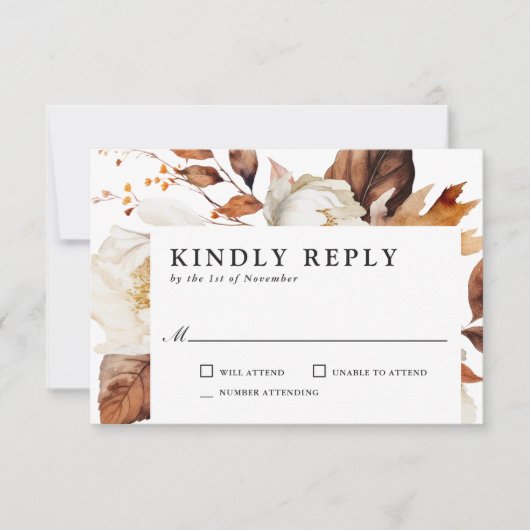 Betoverde herfst rustieke Boho bloeit bruiloft RSVP Kaartje (Voorkant)