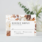 Betoverde herfst rustieke Boho bloeit bruiloft RSVP Kaartje (Staand voorkant)