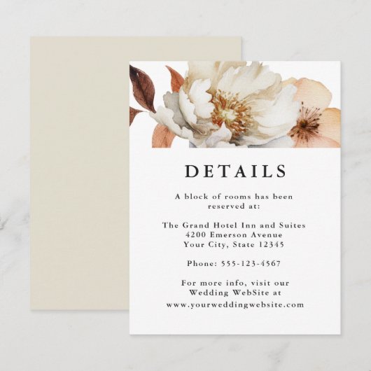 Betoverde herfst rustieke botanische details informatiekaartje (Voorkant / Achterkant)