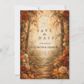 Betoverde Herfstbos Bruiloft Save The Date (Voorkant)