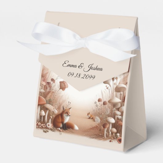 Betoverde herfstbos vossen bruiloft bedankdoosjes (Voorkant Zijde)