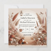 Betoverde herfstbos vossen bruiloft kaart (Voorkant)