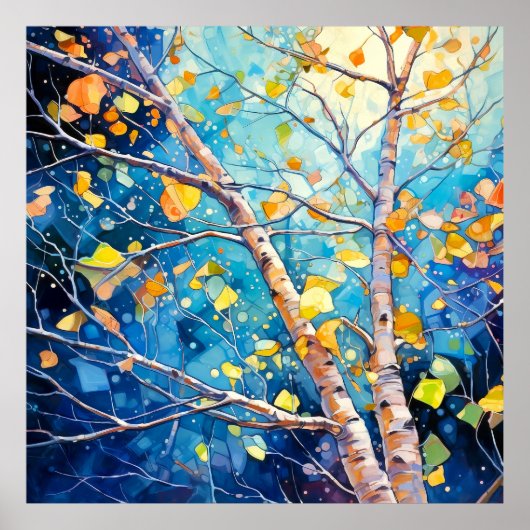 Betoverde Herfstnachtbos Poster (Voorkant)