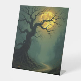 Betoverde herfstnachten reclamebord met voetstuk