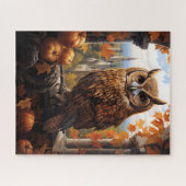 Betoverde herfstuil en oogstkasteel legpuzzel (Horizontaal)