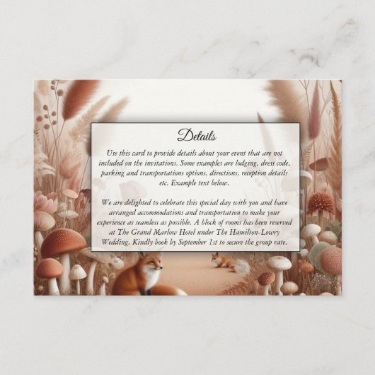 Betoverde herfstvossen informatiekaartje (Voorkant)