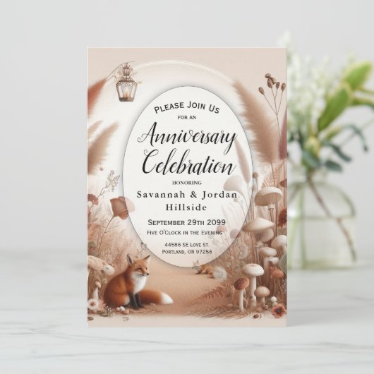 Betoverde herfstvossen kaart (Staand voorkant)