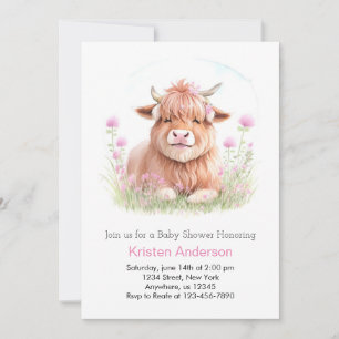 Betoverde Highland Koe Blissful Meisje Baby shower Kaart