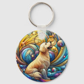 Betoverde hoektand op kosmische keramische werveli sleutelhanger (Voorkant)