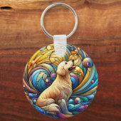 Betoverde hoektand op kosmische keramische werveli sleutelhanger (Voorkant)