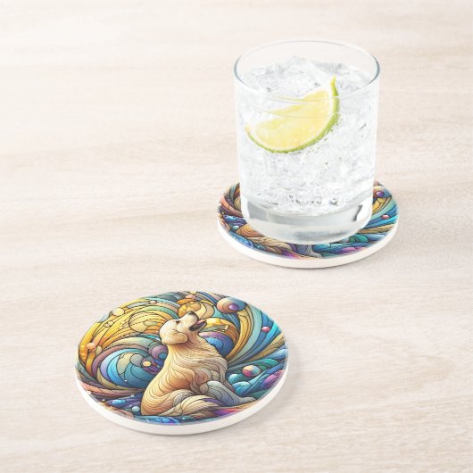 Betoverde hoektand op kosmische keramische werveli zandsteen onderzetter (Zijkant)