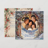 Betoverde Holly Arch gepersonaliseerde kerstfoto Feestdagenkaart (Voorkant / Achterkant)