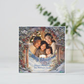 Betoverde Holly Arch gepersonaliseerde kerstfoto Feestdagenkaart (Staand voorkant)