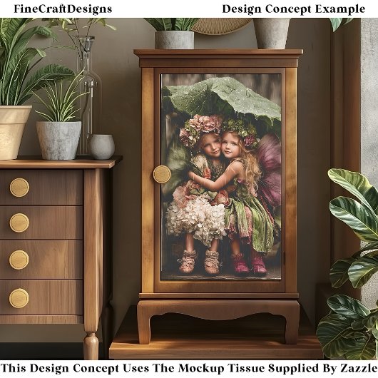 Betoverde hortensia feeën in regen ED2L decoupage Tissuepapier