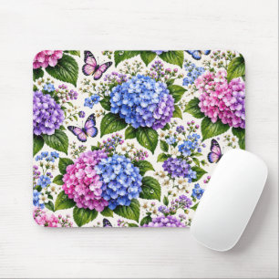 Betoverde Hortensia Vlinder Bloemmotief Muismat