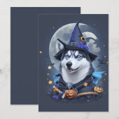 Betoverde Husky Hond: Magische Halloween Verrukkin Bedankkaart (Voorkant / Achterkant)
