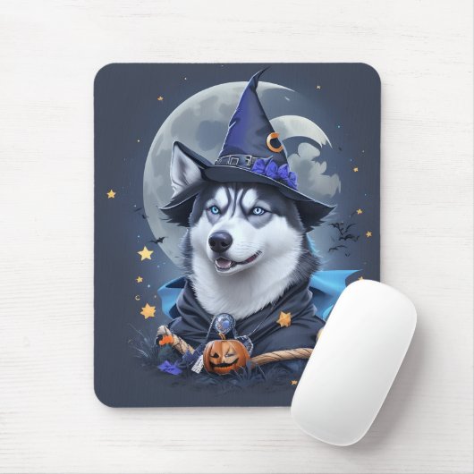 Betoverde Husky Hond: Magische Halloween Verrukkin Muismat (Met muis)