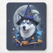 Betoverde Husky Hond: Magische Halloween Verrukkin Muismat (Voorkant)