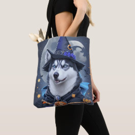Betoverde Husky Hond: Magische Halloween Verrukkin Tote Bag