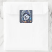 Betoverde Husky Hond: Magische Halloween Verrukkin Vierkante Sticker (Tas)