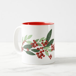Betoverde Immergroene Elegantie Kerstmis Tweekleurige Koffiemok