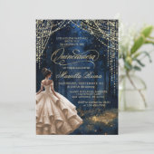 Betoverde Ivoren Champagne Quinceañera Kaart (Staand voorkant)