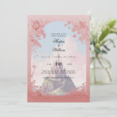 Betoverde kasteel sprookjesachtige bruiloft kaart (Staand voorkant)