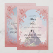 Betoverde kasteel sprookjesachtige bruiloft kaart (Voorkant / Achterkant)