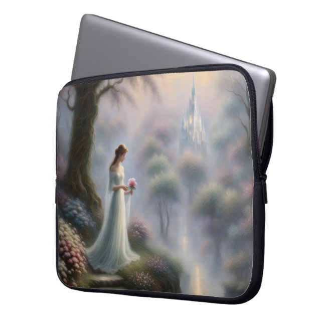 Betoverde kasteeltuin met prinses laptop sleeve (Voorkant Links)