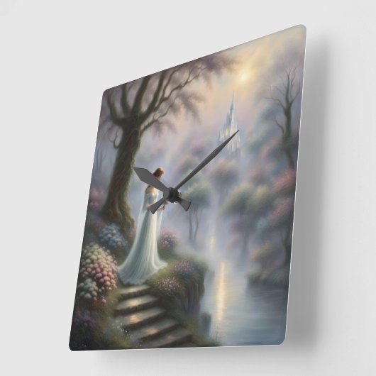 Betoverde kasteeltuin met prinses vierkante klok (Hoek)