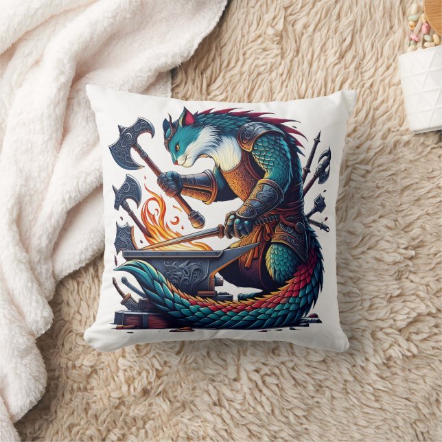 Betoverde Kattensmid Forging Wapens bij schemering Kussen (Deken)