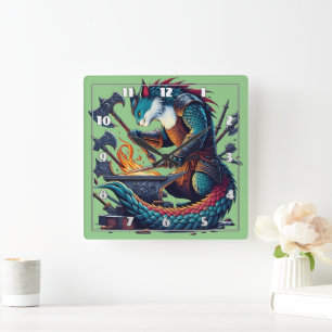 Betoverde Kattensmid Forging Wapens bij schemering Vierkante Klok