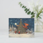 Betoverde kerstavond Kerstman en de Draken Feestdagenkaart (Staand voorkant)