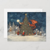 Betoverde kerstavond Kerstman en de Draken Feestdagenkaart (Voorkant / Achterkant)