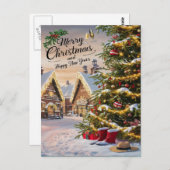 Betoverde Kerstboom Sneeuwval Briefkaart (Voorkant / Achterkant)