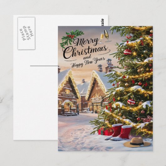 Betoverde Kerstboom Sneeuwval Briefkaart (Voorkant / Achterkant)