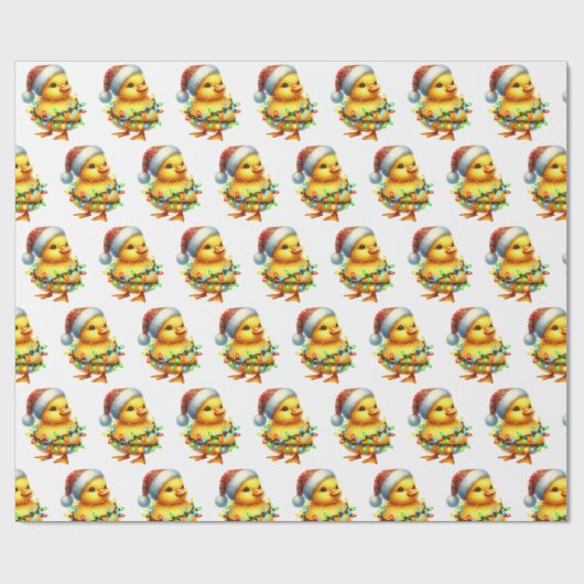 Betoverde kerstdieren cadeaupapier (Vlak)